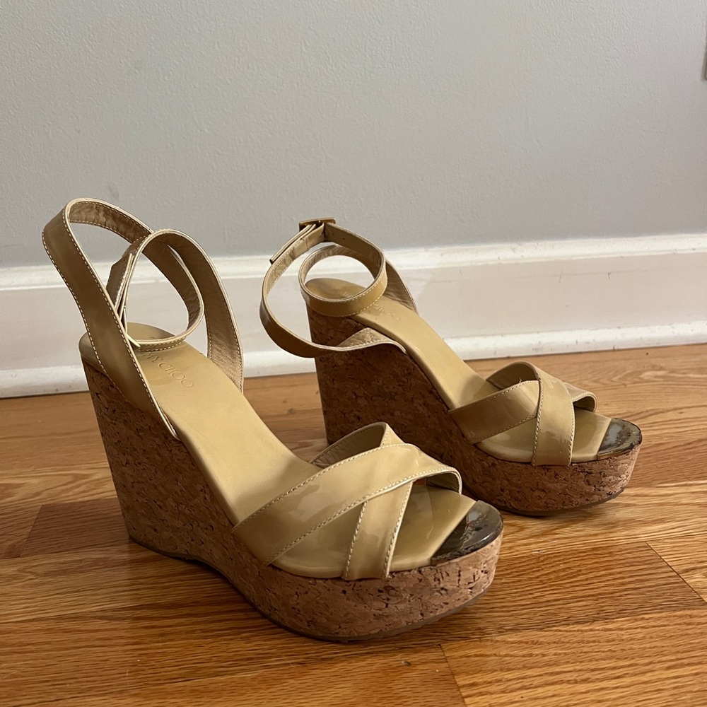 Jimmy Choo Tan Wedge Shoes